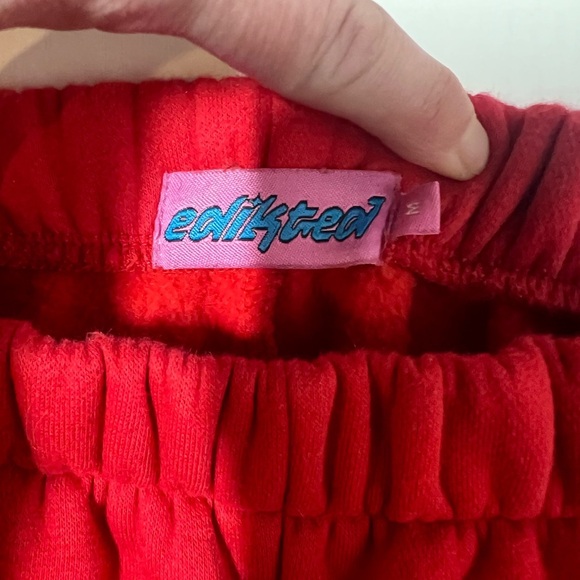 Edikted Red Track Pants with Elastic Cuffs - Picture 2 of 4